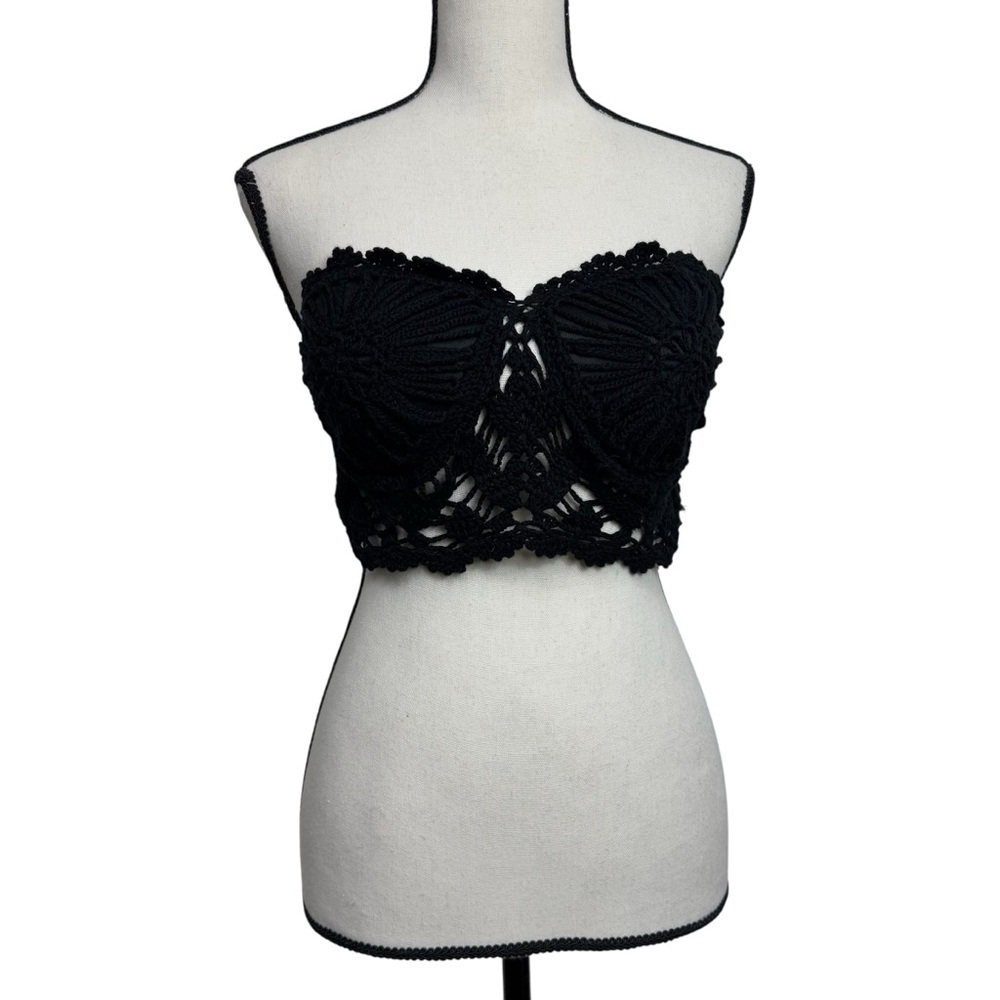 Zara Black Bandeau‎ Crochet Top L